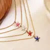 304 Stainless Steel Starfish PVD Coated Enamel Real Gold Plated Retro Simple Style Waterproof Non Tarnish Surgical Steel Bamboo Necklace Lobster Trigger Clasp Closure White Red Pendant Necklace