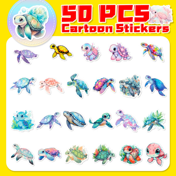 Wholesale 50 Blue Sea Turtle Stickers Cartoon Turtle Graffiti Stickers Color Ocean Turtle DIY Scooter Stickers