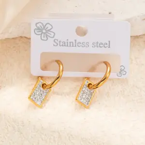Rectangular Rhinestone Earrings