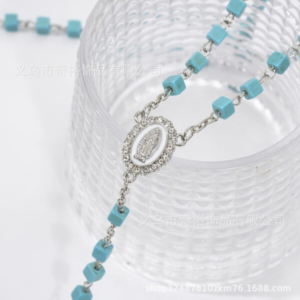 Wholesale Blue Turquoise Vintage Cross Beaded Necklace