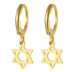Gold six-pointed star earrings