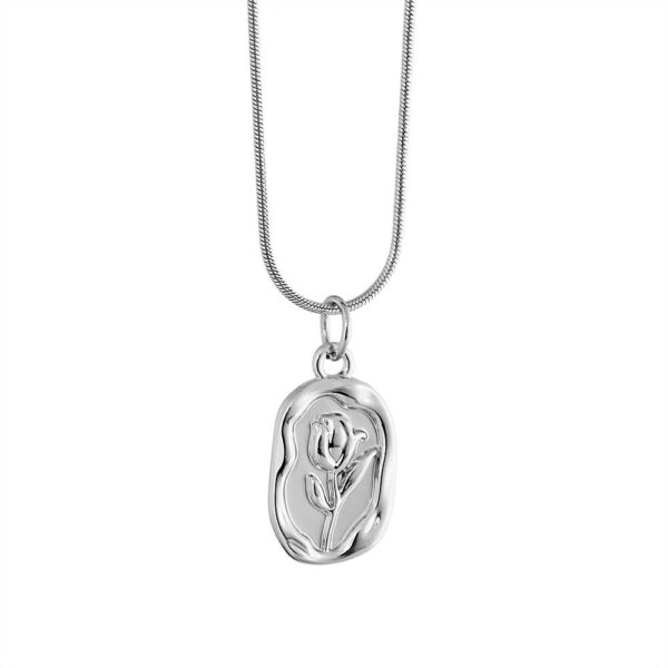 Wholesale French Necklace Women's Tulip Necklace Titanium Steel Plated 18K Gold Rose Pendant Niche High-End Tulip Pendant