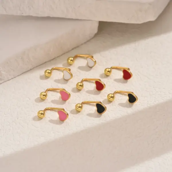 Wholesale 1 Pair Sweet Simple Style Heart Shape Enamel 201 Stainless Steel Ear Studs