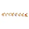 Wholesale 316L Stainless Steel Copper Zircon Ear Cartilage Rings & Studs Geometric Waterproof Non Tarnish Surgical Steel Women'S