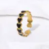 Wholesale PVD Coated Real Gold Plated 18K Gold Heart Shape 304 Stainless Steel Modern Style Simple Style Waterproof Non Tarnish Open Rings