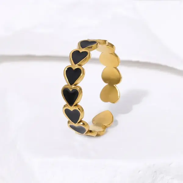 Wholesale PVD Coated Real Gold Plated 18K Gold Heart Shape 304 Stainless Steel Modern Style Simple Style Waterproof Non Tarnish Open Rings