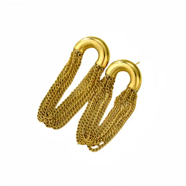 PVD Coated Real Gold Plated Tassel Solid Color 304 Stainless Steel Simple Style Waterproof Non Tarnish Drop Earrings