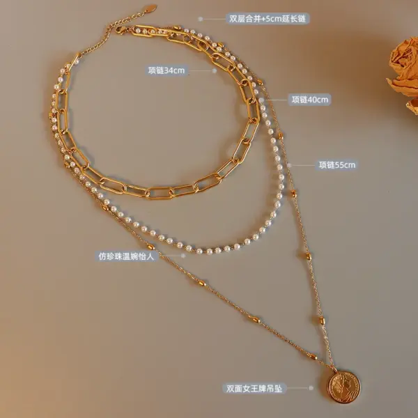 PVD Coated Real Gold Plated 18K Gold Geometric 304 Stainless Steel Fashion Waterproof Non Tarnish 304 Stainless Steel Necklace