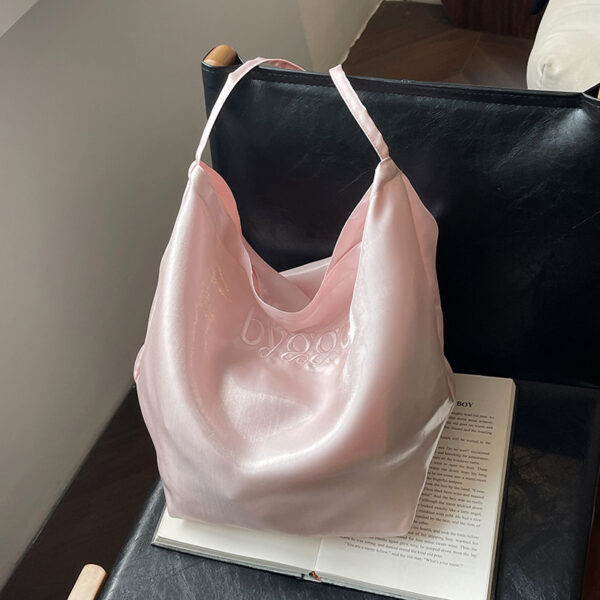 Wholesale South Korea New Silk Double-Sided Tote Bag Women's 2024 Niche Design Shoulder Bag Ins Casual Commuter Bucket Bag