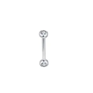 White Double Diamond Eyebrow Ring / 1.2*10*3