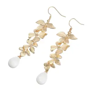 No.11 Pearl Gold Leaf Earrings
