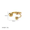 Wholesale PVD Coated Real Gold Plated Solid Color 304 Stainless Steel Vacation Simple Style Waterproof Non Tarnish Open Rings
