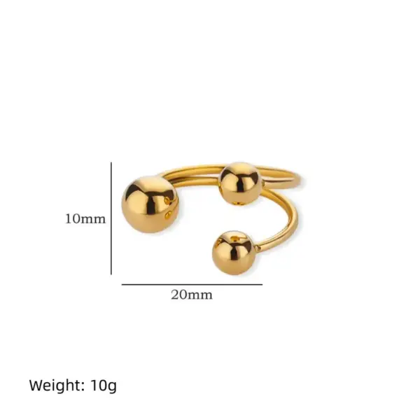 Wholesale PVD Coated Real Gold Plated Solid Color 304 Stainless Steel Vacation Simple Style Waterproof Non Tarnish Open Rings