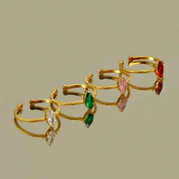 Wholesale PVD Coated 18K Gold Plated Geometric 304 Stainless Steel Elegant Retro Waterproof Non Tarnish Open Rings