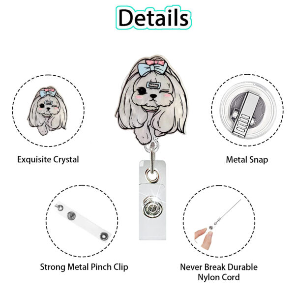 Wholesale Cute puppy animal series acrylic easy-pull buckle, retractable and rotatable doctor and nurse ID card buckle.