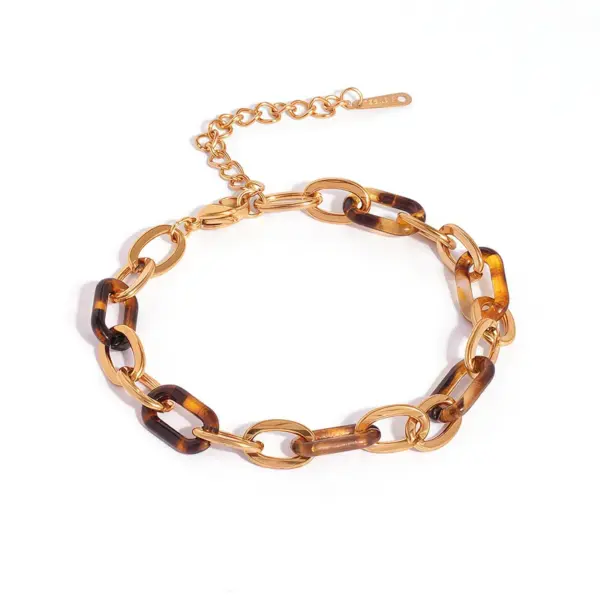 Summer Ladies 18K Gold Plated Stainless Steel Leopard Print Necklace Fashionable Casual Minimalist Style Four Seasons Universal