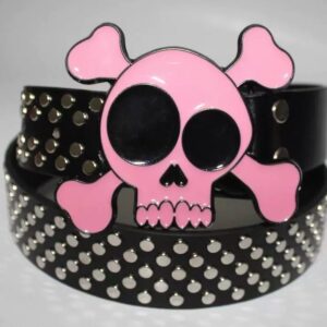 Pink Skull Stud Belt / 108cm