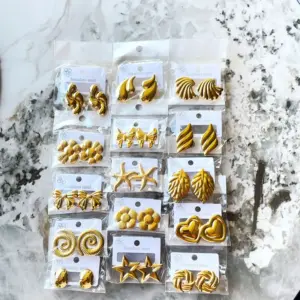 Luxurious Irregular Stainless Steel Earrings Hammered Pattern Non-Fading Fashionable Studs Geometric Design Women's Jewelry