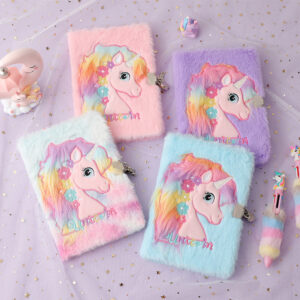 Wholesale Cartoon Unicorn Plush Notebook with Lock