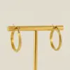oly-7c0ebfc3aa34e211141e77ace45320e8 Wholesale PVD Coated 18K Gold Plated Round Stainless Steel Retro Simple Style Waterproof Non Tarnish Hoop Earrings