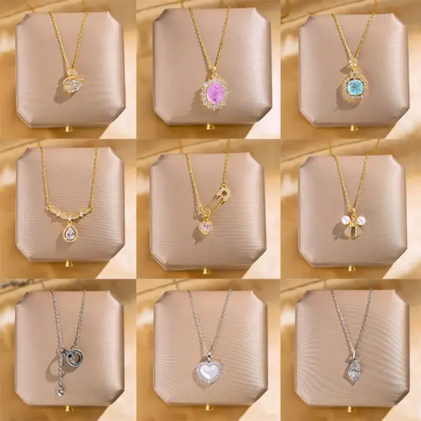 Wholesale Simple Style Animal Heart Shape Titanium Steel Copper Plating Inlay Zircon Pendant Necklace
