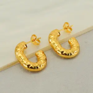 Wholesale 1 Pair Elegant Water Droplets Polishing Gold Plated Stainless Steel Titanium Steel 18K Gold Plated Earrings