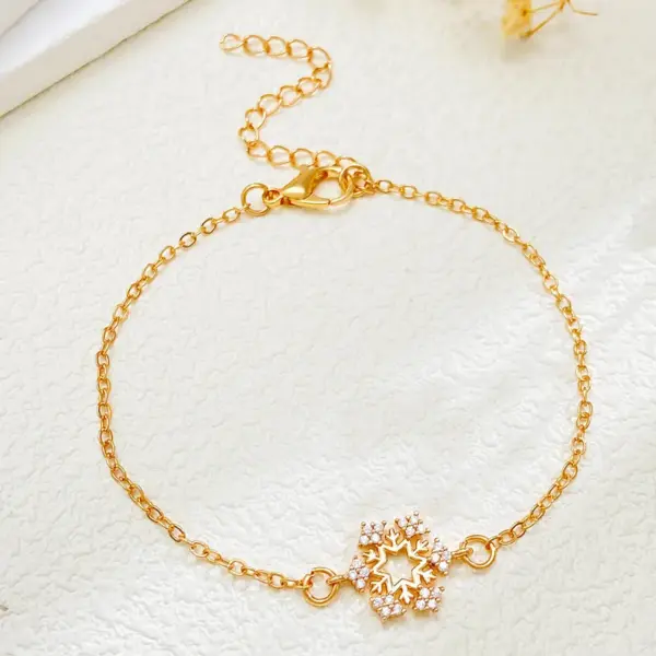 Simple Style Classic Style Snowflake 304 Stainless Steel Zircon Bracelets In Bulk