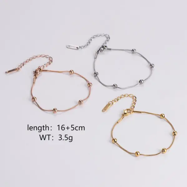 Wholesale PVD Coated 18K Gold Plated Rose Gold Plated Ball Stainless Steel Elegant Luxurious Waterproof Non Tarnish 304 Stainless Steel Bracelets