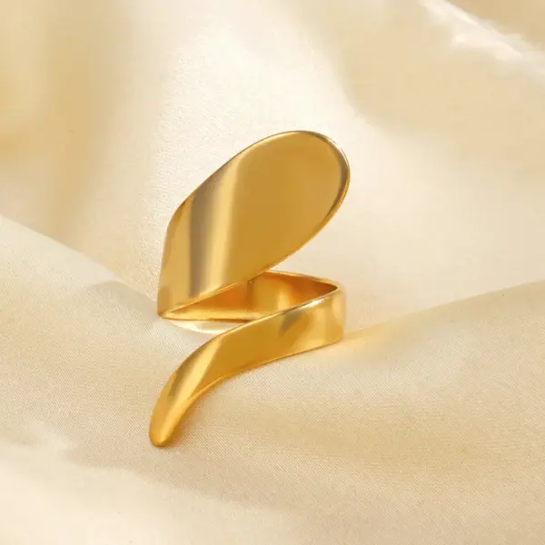 Ion Plating (IP) 18K Gold Plated Geometric 304 Stainless Steel IG Style Hip-Hop Simple Style Waterproof Non Tarnish Open Rings