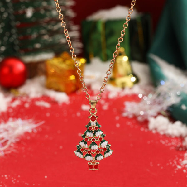 Wholesale Christmas colorful cartoon temperament Christmas tree necklace