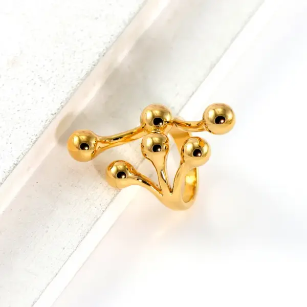 Vacuum Plating Real Gold Plated 18K Gold Irregular Geometric 304 Stainless Steel Casual Modern Style Waterproof Non Tarnish Open Rings Rings