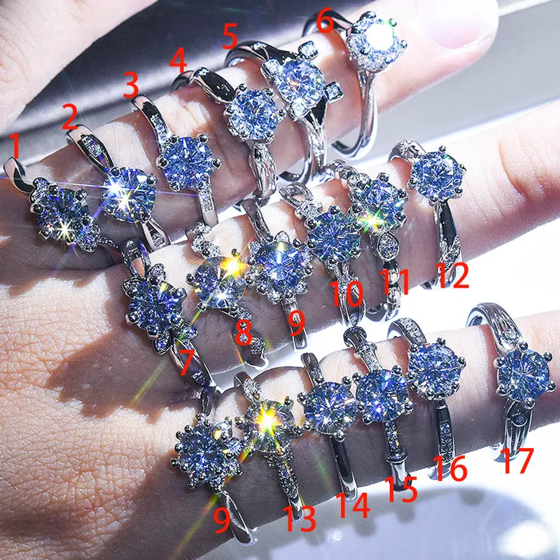 Wholesale Fashion Round Copper Inlay Artificial Diamond Rings 1 Piece