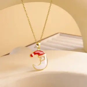 Xl2664 Christmas Moon Necklace / Gold