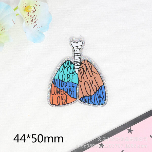 Wholesale New loose powder cross-border cartoon organ medical letter bag jewelry acrylic pin cute DIY patch