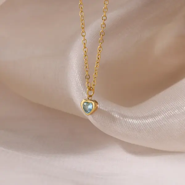 Wholesale 304 Stainless Steel Round Water Droplets Heart Shape PVD Coated Artificial Pearls Zircon 18K Real Gold Plated Elegant Romantic Simple Style Plating Regular Lobster Trigger Clasp Closure Pendant Necklace
