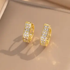 247 Double Row Diamond Hoop Earrings / Gold