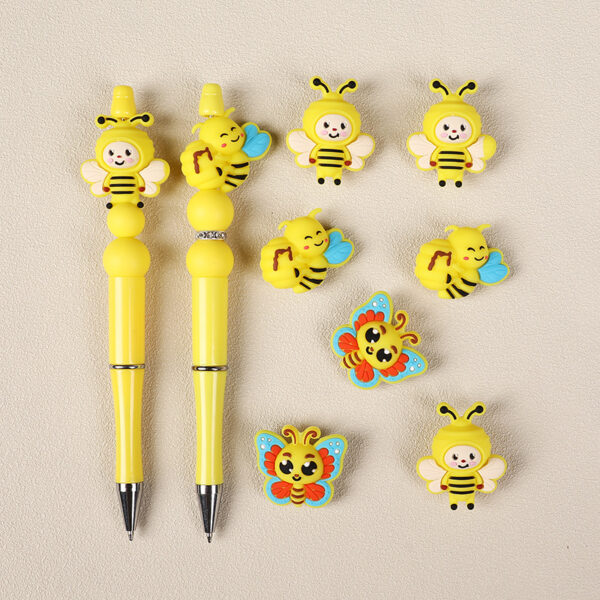 oly-7c431ff58e77f642dba3618d13f96f7a Wholesale in stock 3D cartoon bee silicone bead jewelry loose beads chilen DIY beaded pen stereo silicone beads