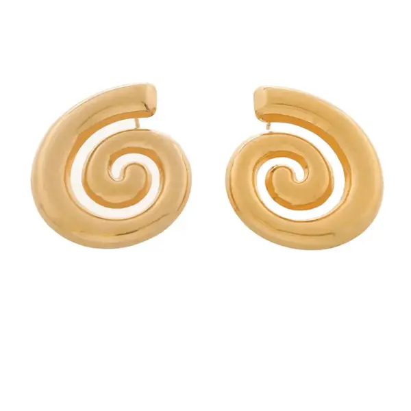 Wholesale 1 Pair Casual Simple Style Wings Spiral Shell Titanium Steel 18K Gold Plated Ear Studs