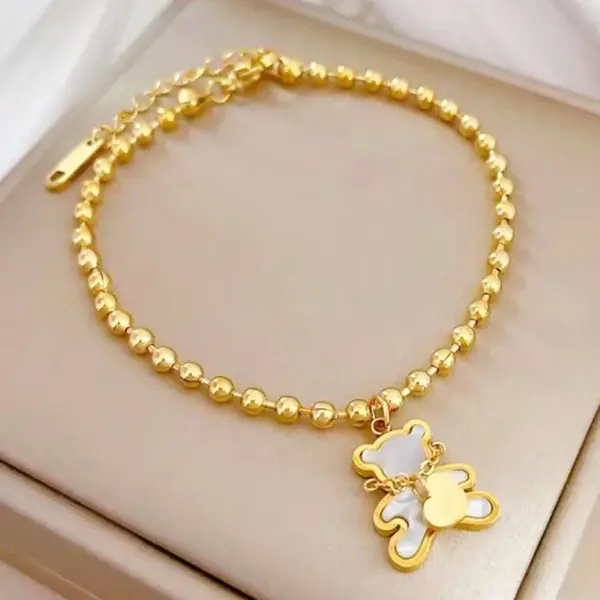 Wholesale 304 Stainless Steel Bear PVD Coated 18K Real Gold Plated Princess Cute Waterproof Non Tarnish Jewelry Set