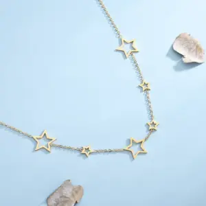 Wholesale PVD Coated Real Gold Plated 18K Gold Star 304 Stainless Steel Casual Classic Style Waterproof Non Tarnish 304 Stainless Steel Necklace