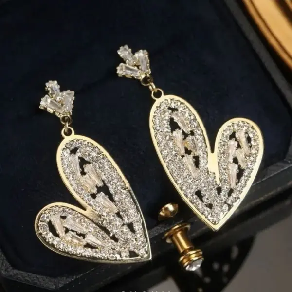 1 Pair Sweet Heart Shape Flower Butterfly Inlay Imitation Pearl Alloy Rhinestones Earrings