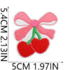 Wholesale Cherry Bow Embroidered Cloth Sticker Hairpin Decoration Bow Patch Sticker Bag Embroidered Pink Ribbon