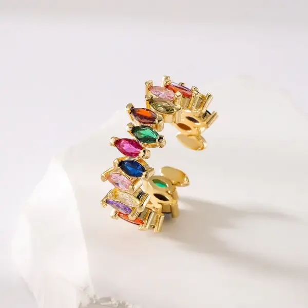 Wholesale Fashion Geometric Copper Gold Plated Zircon Open Ring 1 Piece