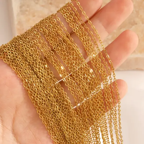 Wholesale Ion Plating (IP) 18K Gold Plated Chain 304 Stainless Steel Simple Style Waterproof Non Tarnish 304 Stainless Steel Necklace