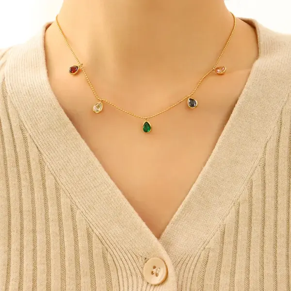 Wholesale PVD Coated 18K Gold Plated 18K Gold 304 Stainless Steel Simple Style 304 Stainless Steel Pendant Necklace
