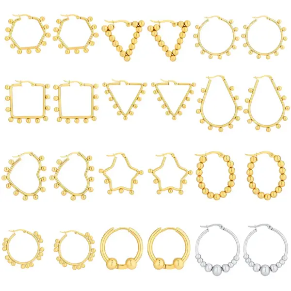 Wholesale 1 Pair INS Style Round Square Plating 201 Stainless Steel 18K Gold Plated Stainless Steel Earrings