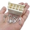 Wholesale 1:12 dollhouse miniature model miniature scene wooden tool box axe scissors set