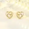 Wholesale Fashion Heart Shape Copper Inlay Zircon Ear Studs 1 Pair