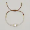 Casual Simple Style Round Artificial Crystal Freshwater Pearl Beaded awstring Braid Bracelets