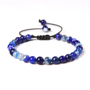 Blue Striped Agate / 6mm (Stretchable)